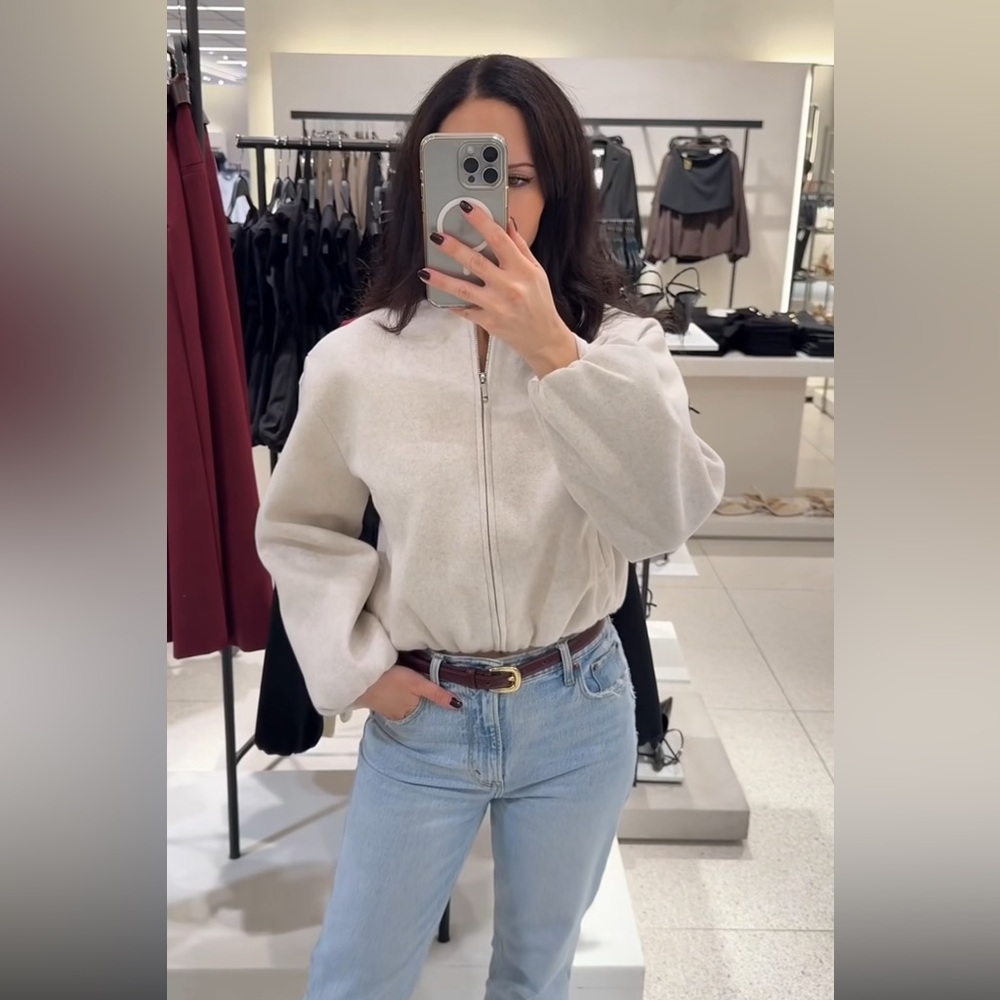 Zara Soft Bomber Jacket with Elastic waist - New - Picture 8 of 17
